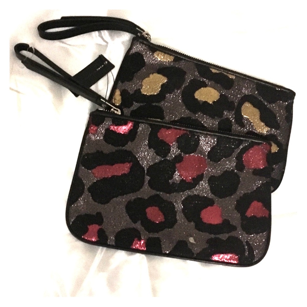 Marc Jacobs wristlet Leopard print Raspberry /Gold